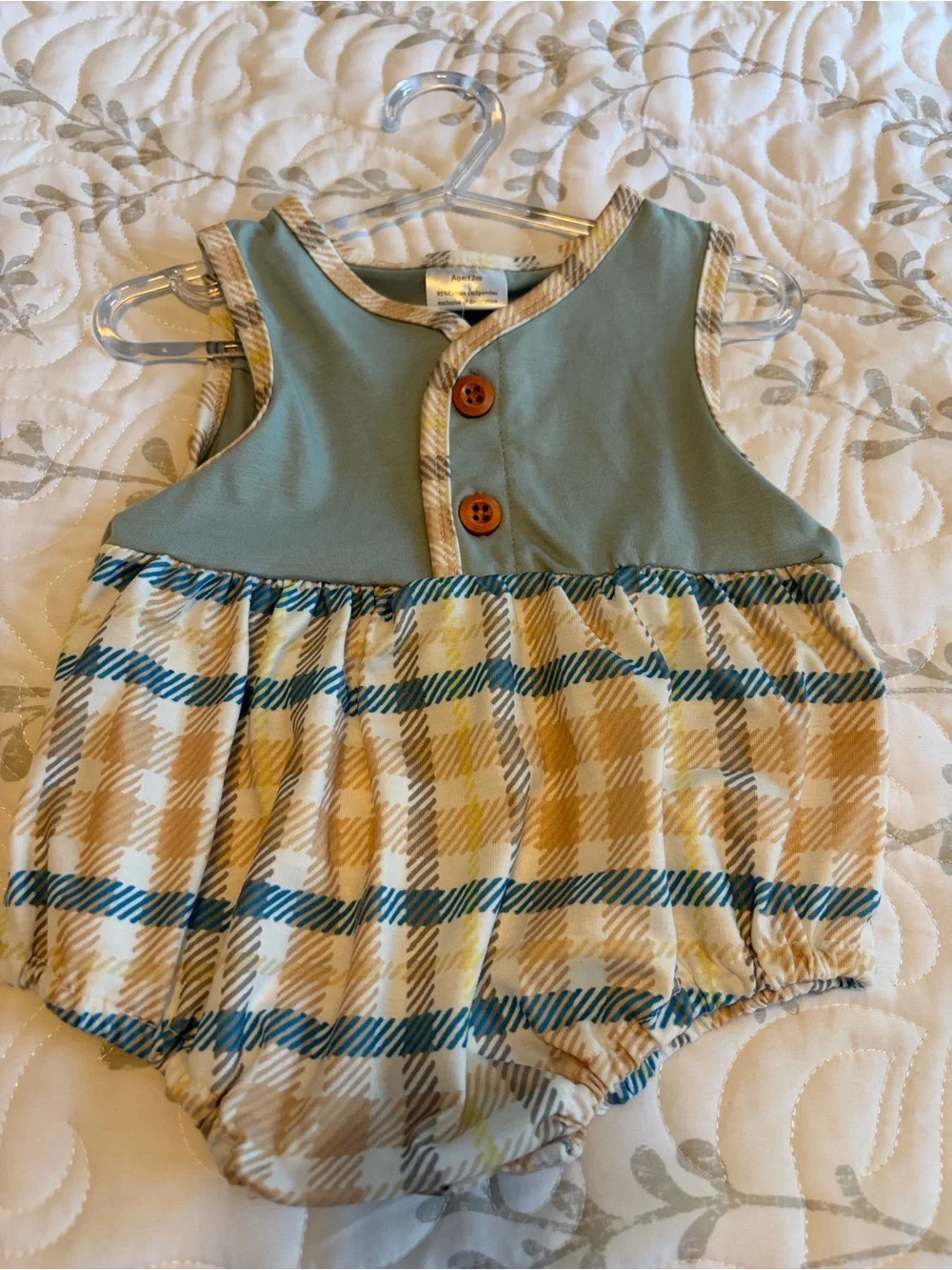 Blue and Plaid Baby Bubblr One-Piece Romper